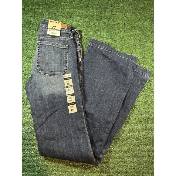 Ariat Women’s High Rise Trouser 27L Russell’s Western Flare Denim Wide Leg Jeans - Picture 5 of 11